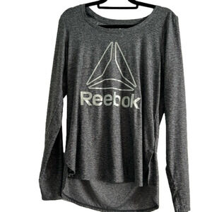 Black & grey marl long sleeved dryfit workout top Reebok large thumbholes